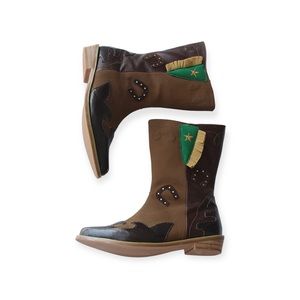 L’Amour Girl Western Horseshoe Brown Boots Size 2